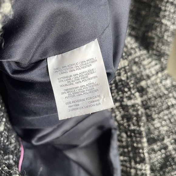 J Crew Tweed Swing Lady Coat in Raven Black Fringed Trim - Picture 7 of 8